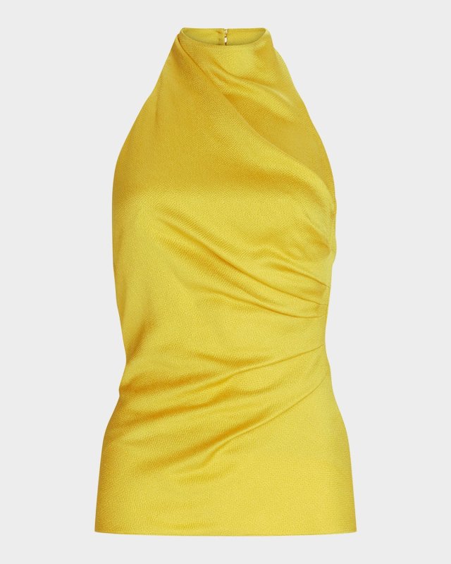 Dina Draped Mock-Neck Halter Blous